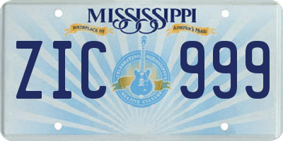 MS license plate ZIC999