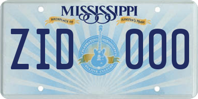 MS license plate ZID000