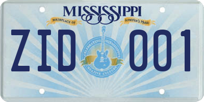 MS license plate ZID001