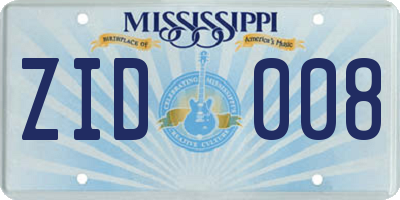 MS license plate ZID008