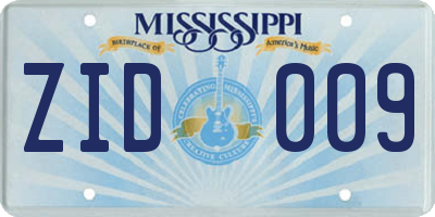 MS license plate ZID009