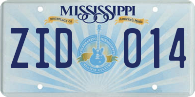 MS license plate ZID014