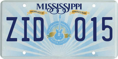 MS license plate ZID015