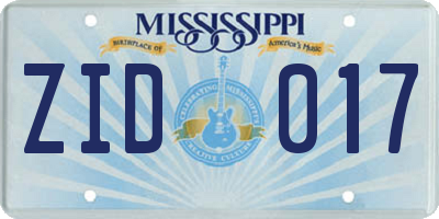 MS license plate ZID017