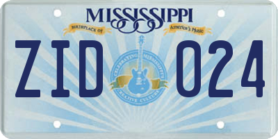 MS license plate ZID024