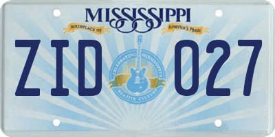 MS license plate ZID027