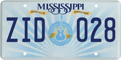 MS license plate ZID028