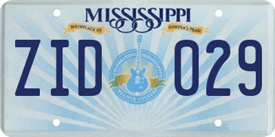 MS license plate ZID029