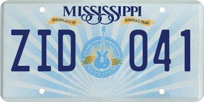 MS license plate ZID041