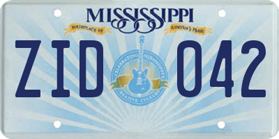 MS license plate ZID042