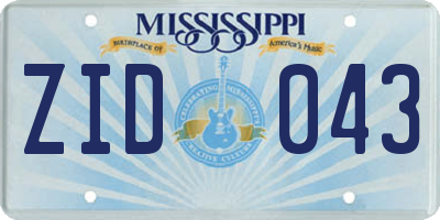 MS license plate ZID043