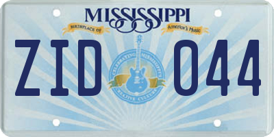 MS license plate ZID044