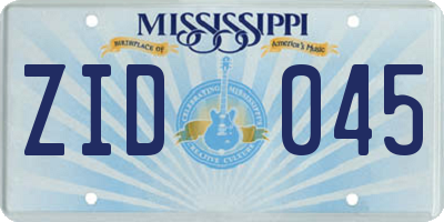 MS license plate ZID045