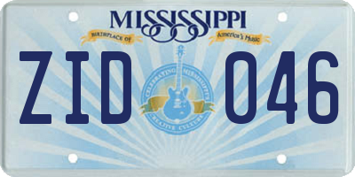 MS license plate ZID046