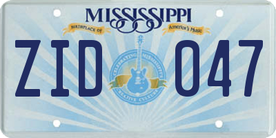 MS license plate ZID047