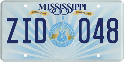 MS license plate ZID048
