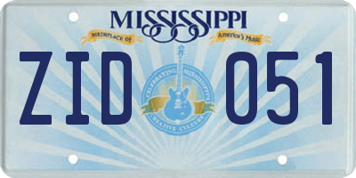 MS license plate ZID051