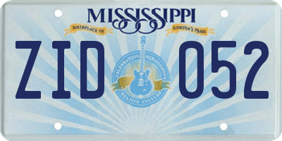 MS license plate ZID052