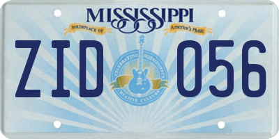 MS license plate ZID056