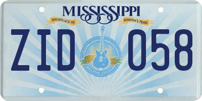 MS license plate ZID058