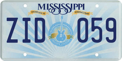 MS license plate ZID059