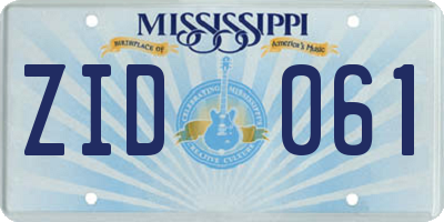 MS license plate ZID061