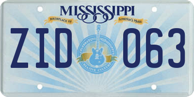 MS license plate ZID063