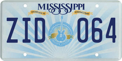 MS license plate ZID064
