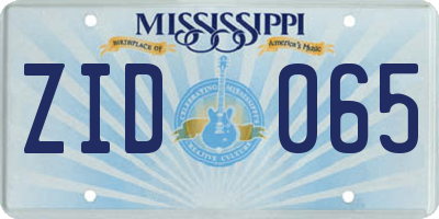 MS license plate ZID065