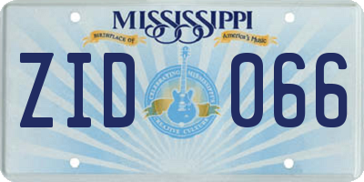 MS license plate ZID066