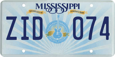 MS license plate ZID074