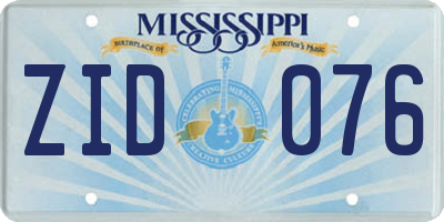 MS license plate ZID076