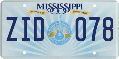 MS license plate ZID078