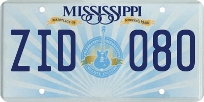 MS license plate ZID080
