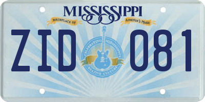 MS license plate ZID081