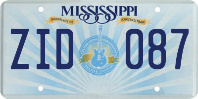 MS license plate ZID087