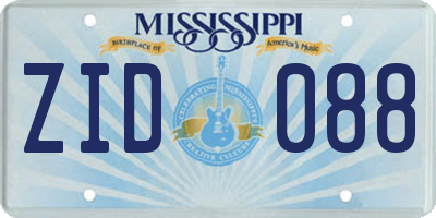 MS license plate ZID088