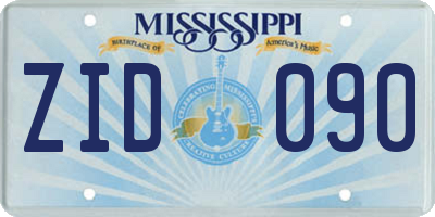 MS license plate ZID090