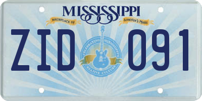 MS license plate ZID091