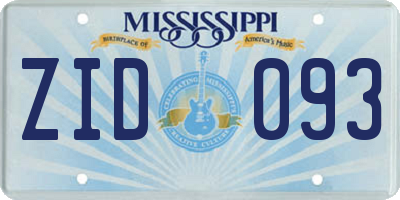 MS license plate ZID093