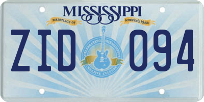MS license plate ZID094