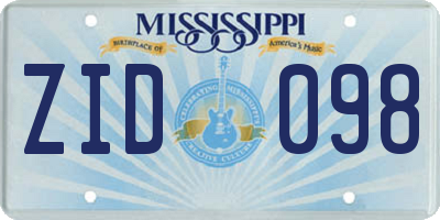 MS license plate ZID098