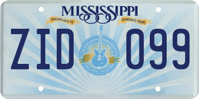 MS license plate ZID099