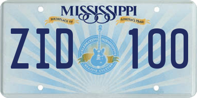 MS license plate ZID100