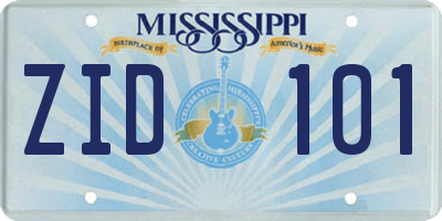 MS license plate ZID101