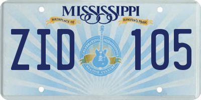 MS license plate ZID105