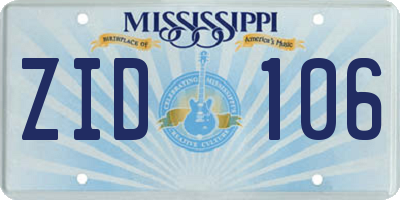 MS license plate ZID106
