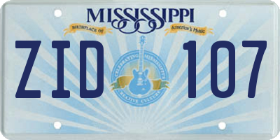 MS license plate ZID107