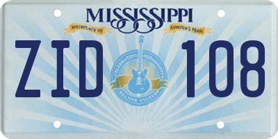 MS license plate ZID108