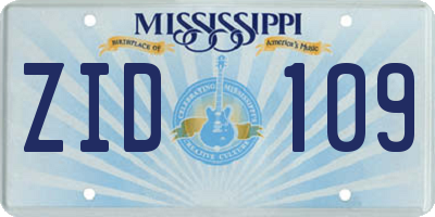 MS license plate ZID109